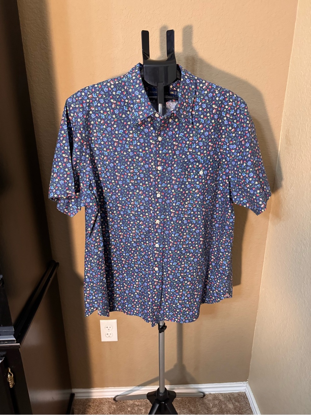 Ralph Lauren Navy Short-Sleeve Floral Button-Down Shirt